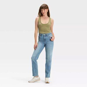 NWT Universal Thread Women's High-Rise Slim Straight Jeans Vintage Light Wash 10